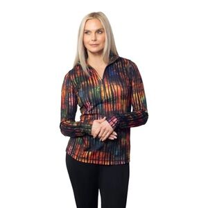 Sno Skins women’s medium colorful artsy quarter zip mid layer pullover shirt